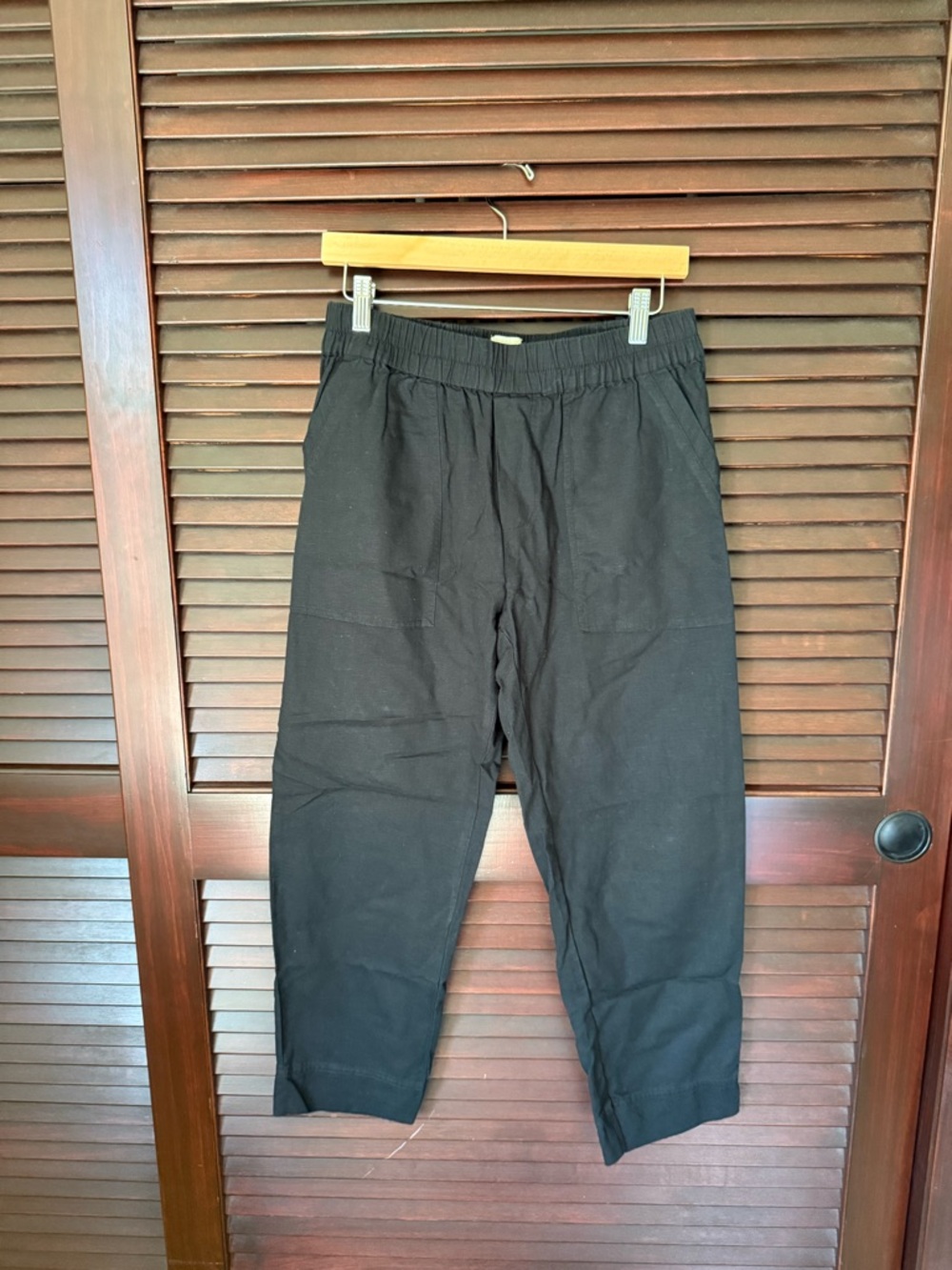 Black Womens Elastic-Waist Casual Pants